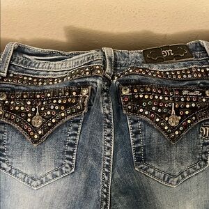 Miss Me Blue Boot Cut Jeans with Embellished Design